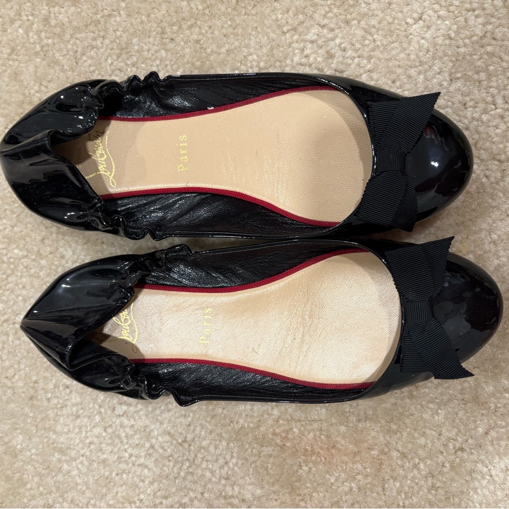 Black Women's Christian Louboutin ballet flats with Bow Detail